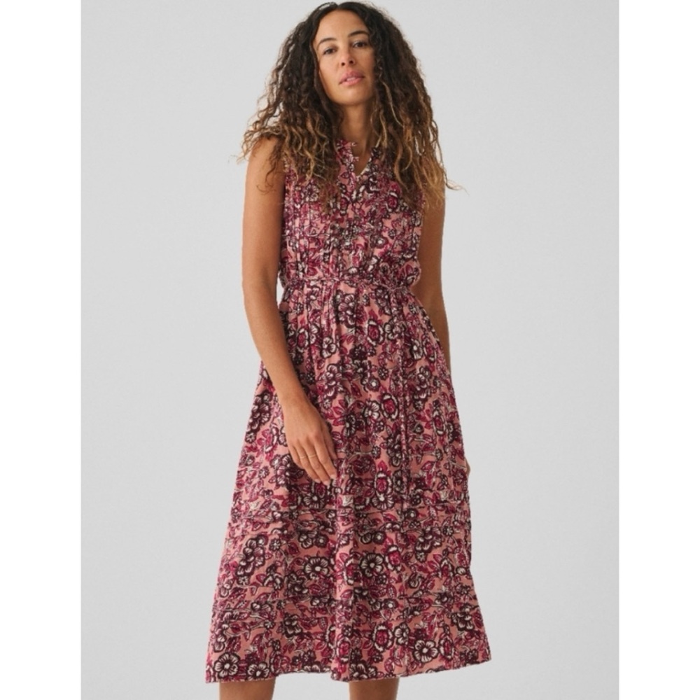 Faherty Linen Pink Floral Dress